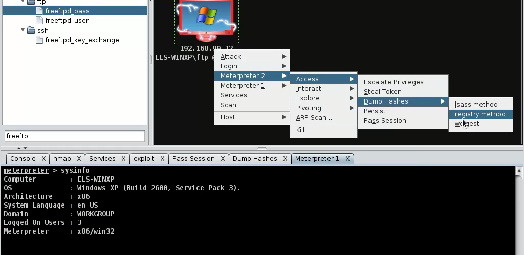 due sessioni meterpreter ora recupero hash pass