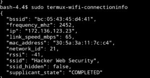 sudo termux-wifi-connectioninfo | Hacker Web Security